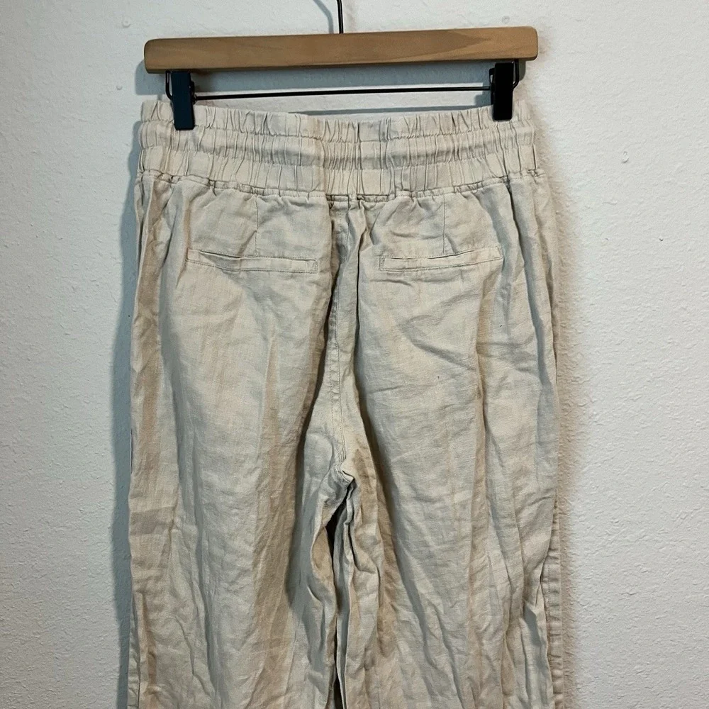 Quince European Linen Wide Leg Pants Women's Size M Driftwood Beige Drawstring